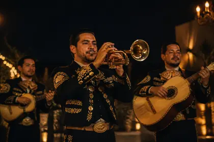 Serenata de mariachis en Bogotá durante la noche